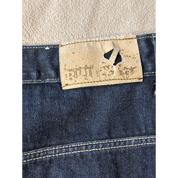 Raw Blue Denim Jeans Money Diamonds Graphic Embroidered Pockets Mens Size 42x34 - Picture 8 of 11